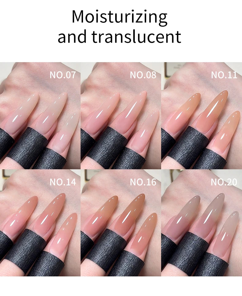 Lot de 1/6 vernis à ongles semi-permanents, 15 ml, effet gelée glacée, UV/LED – kit, sans formaldéhyde. Ovale, brillant. Idéal pour salon et DIY.