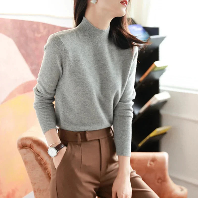 Pull-overs chic Automne-Hiver pour femmes, en tricot, col roulé, manches longues, coupe ajustée, doux et chaud, Pull Femme Top