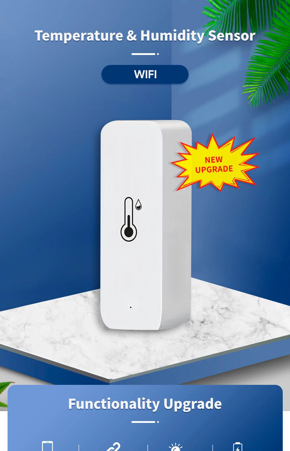 Tuya Smart WiFi Temperatur-Feuchtigkeitssensor Indoor-Hygrometer Thermometer APP Fernüberwachung kompatibel mit Alexa Google