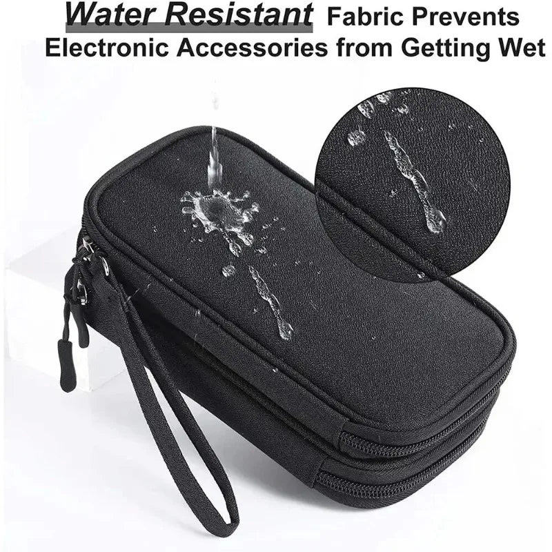 1PC Portable Travel Organizer Bag Waterproof Double Layer Cable Storage Pouch Carry Case for Cord Management