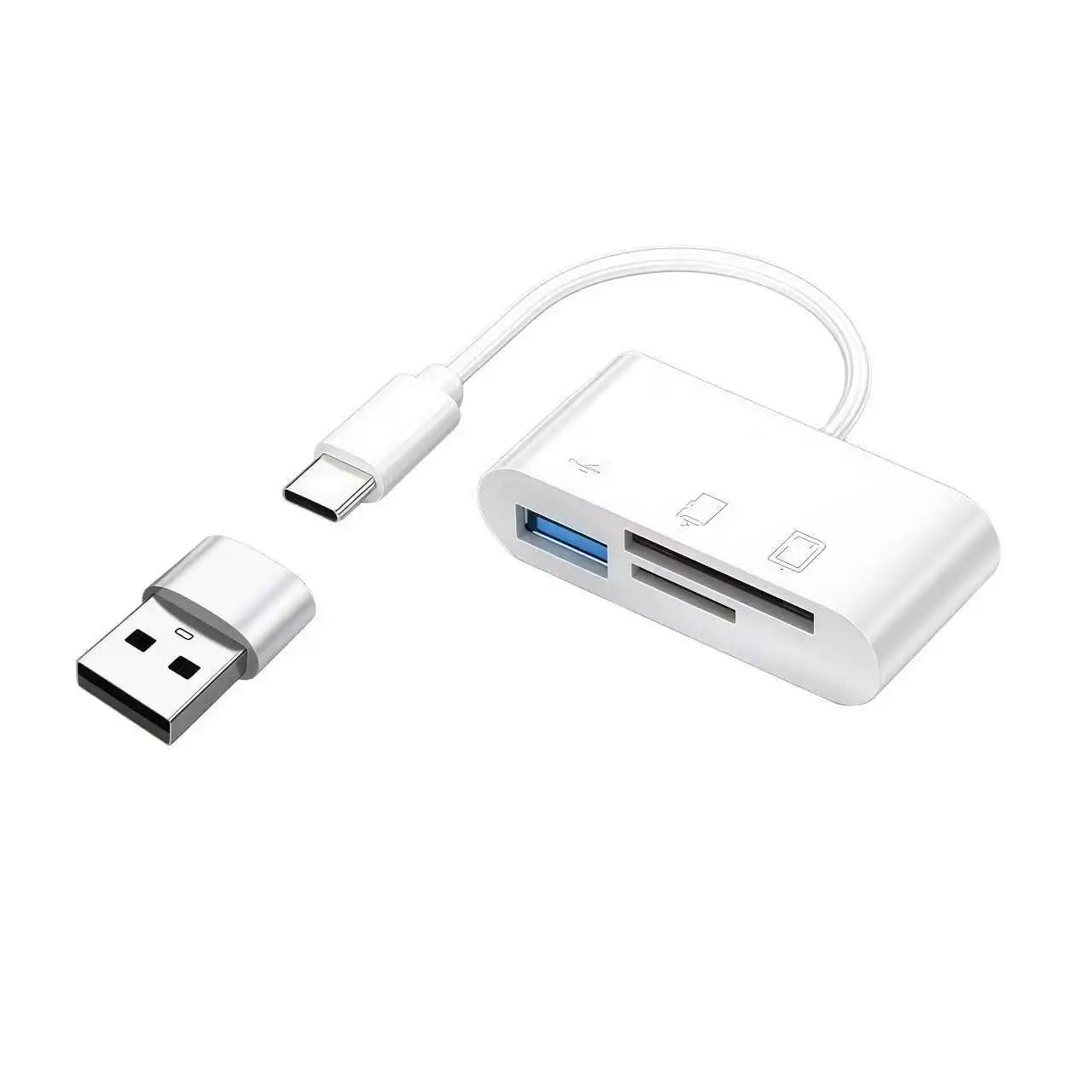 3 in 1 USB/Type C Multifunction Card Reader OTG SD TF Cards USB Memory Cards Reader Converter for MacBook Laptop Samsung