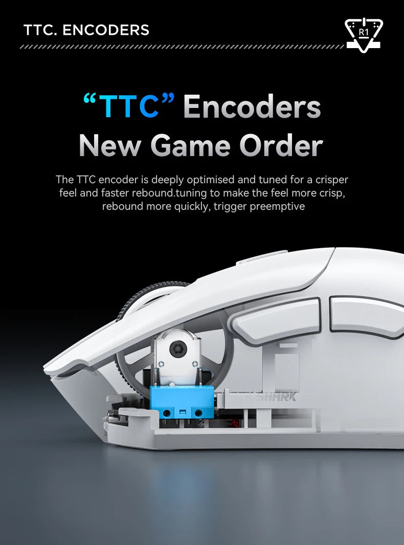 R1 Attack Shark Lightweight Wireless Mouse, 18000dpi,1000Hz PAW3311,Bluetooth Tri-mode Connection, Macro Gaming Mouse @3C1