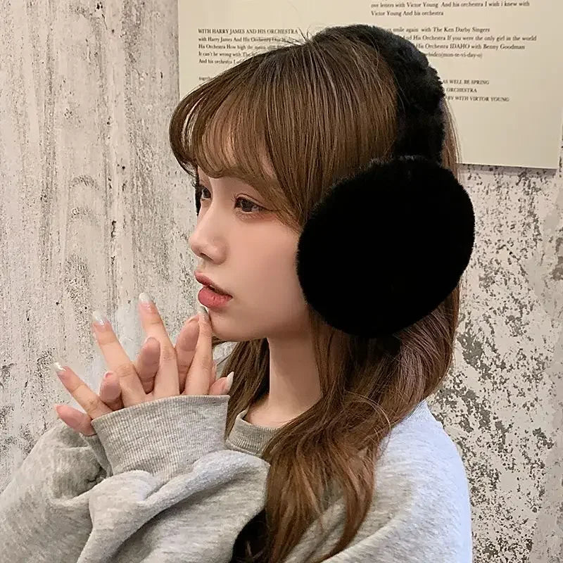 Soft Plush Earmuffs for Men and Women Outdoor Cold Protection Warm Winter Ear Warmers Solid Color Fashion