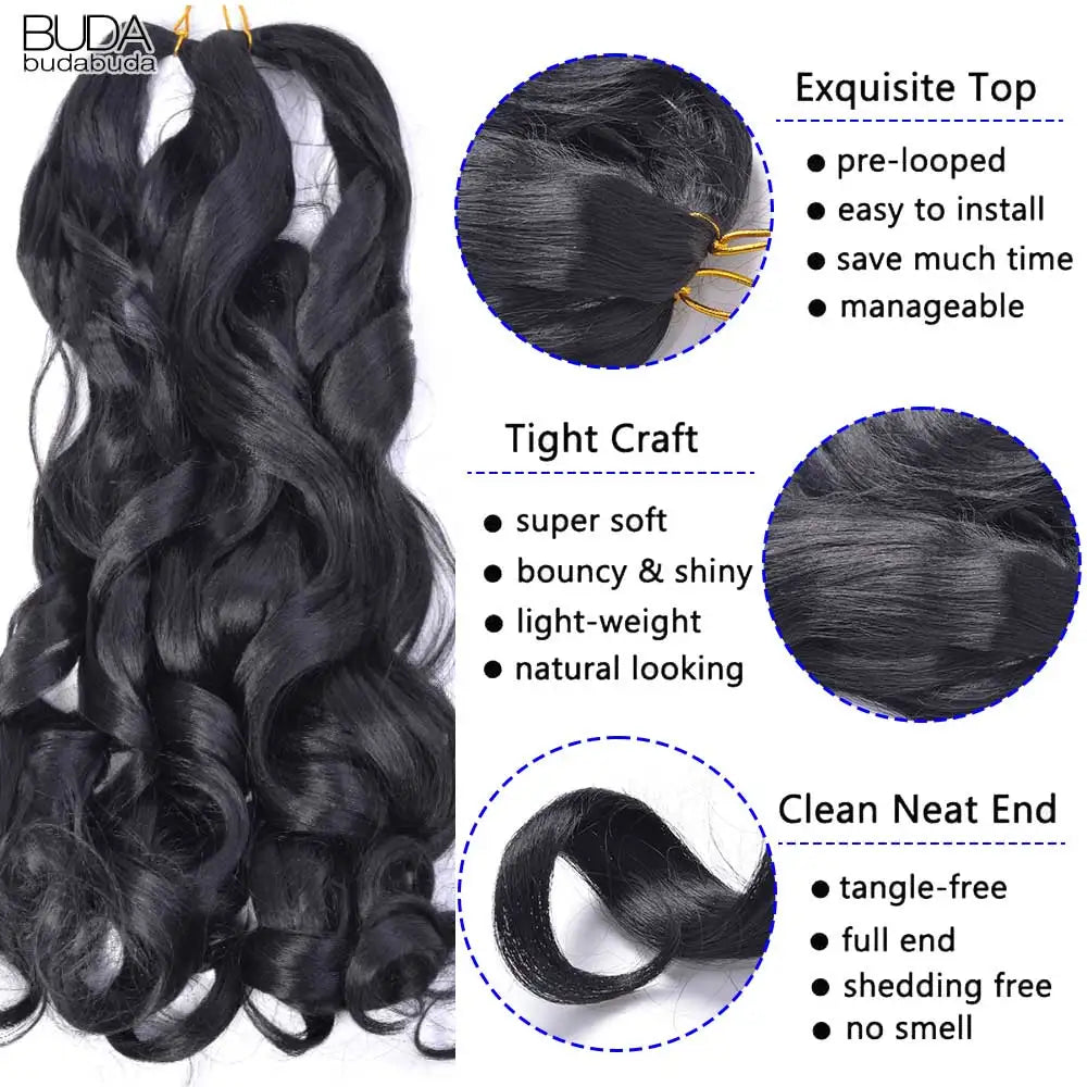 French Curls Braiding Hair Extensions Synthetic Hair Loose Wave Spiral Curl Braids High Temperature Ombre Pre Stretched Hair
