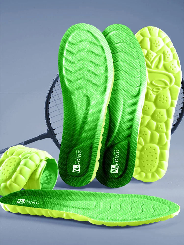4D Cloud Technology Sports-Einlegesohlen für Schuhe, PU-Sohle, weich, atmungsaktiv, stoßdämpfend, gepolstert, orthopädische Laufsohlen