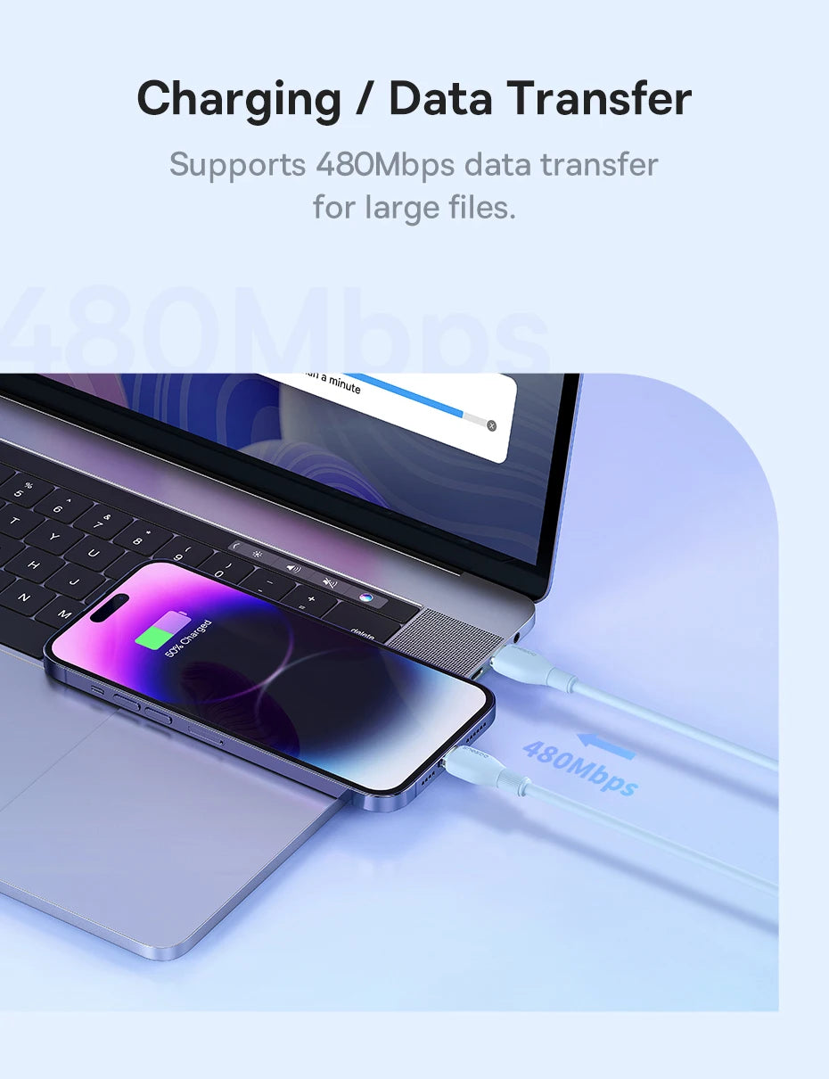 Baseus TPE 20W USB C Cable For IPhone 14 13 12 11 Pro Max XS Fast Charging Cable Type C To Lighting Date Wire For iPad Macbook