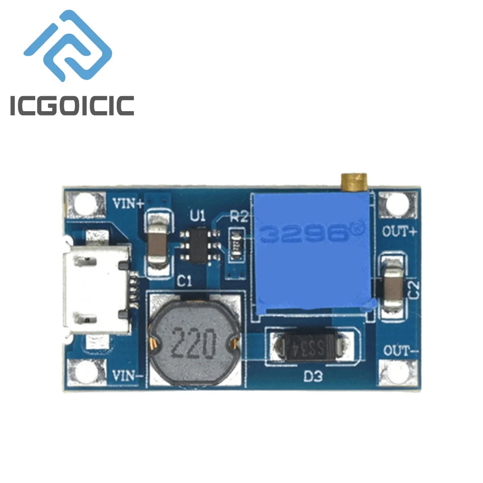 Module élévateur réglable 5/10 pièces MT3608 DC-DC TYPE-C Micro 2 A Module convertisseur élévateur de puissance DC DC 2V-24V vers 5V 9V 12V 28V