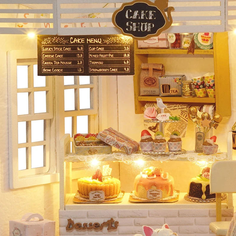 Kitten Mini Doll House 3D Puzzle Assembly Model Building Kit Creative Room Bedroom Decoration With Furniture Wooden Crafts Gifts - Shoppiline