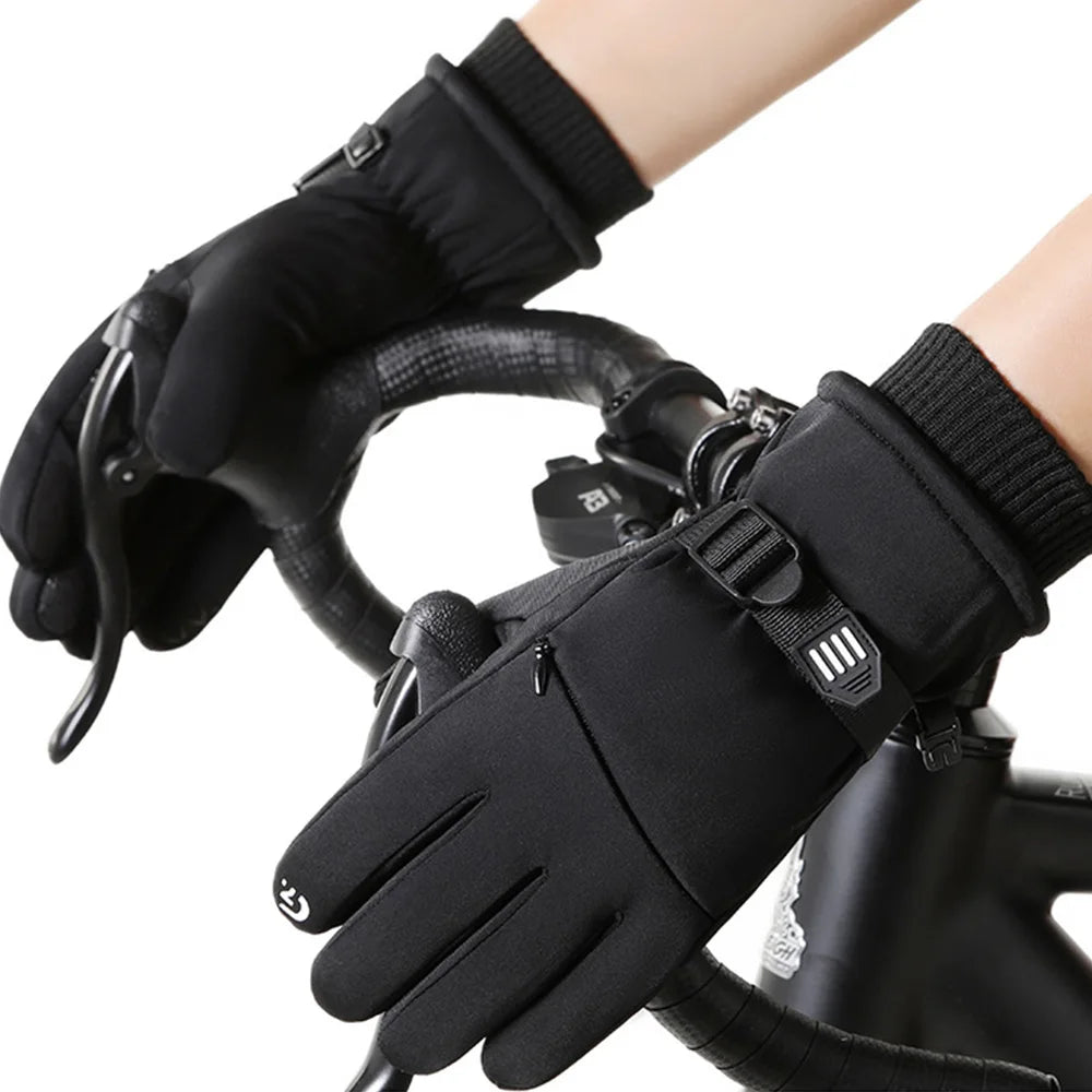 NEWBOLER Keep Warm Bicycle Gloves Full Finger Men Winter Autumn Windproof Cycling Glove Touch Screen MTB Road Bike Gloves