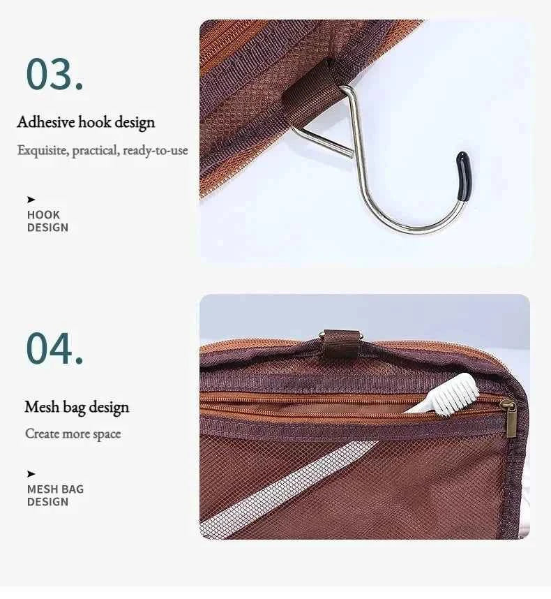 Large Leather Toiletry Bag Hanging Dopp Kit for Men Women Waterproof Wash Bag Cosmetic Storage Bag Ideal for Traveling & Outdoor