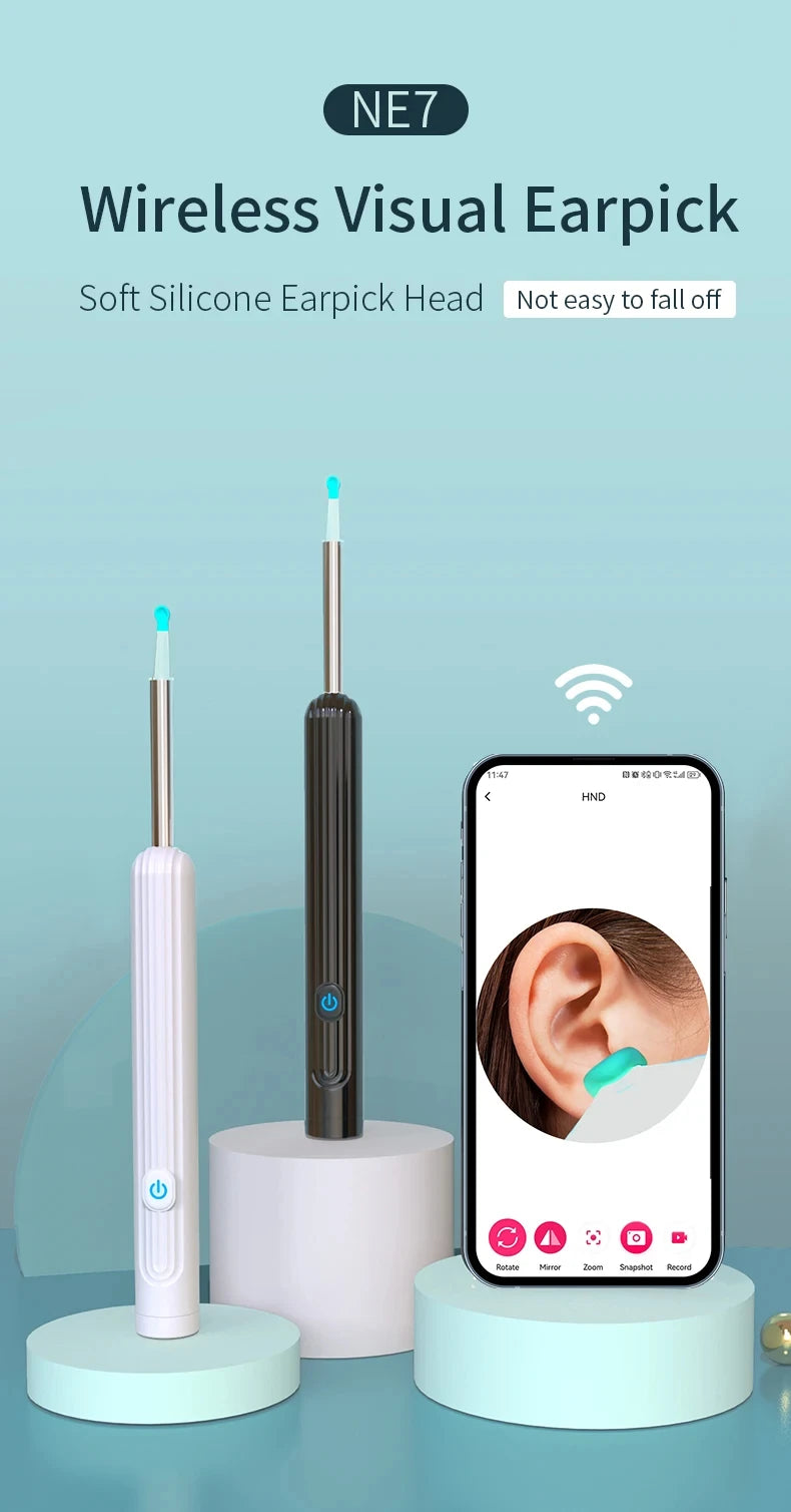 Nettoyant auriculaire visuel intelligent avec caméra, dissolvant de cérumen, otoscope 1080P HD, curette auriculaire, endoscope auriculaire, soins personnels