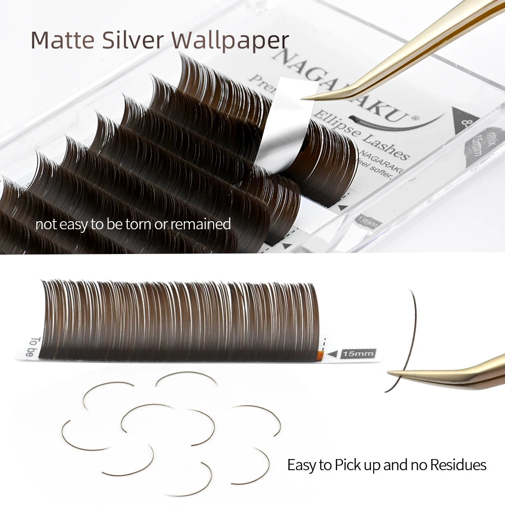 NAGARAKU Flat Split Tips Soft Natural Charcoal Ellipse Extension Supplies Brown Black Grey Light Black