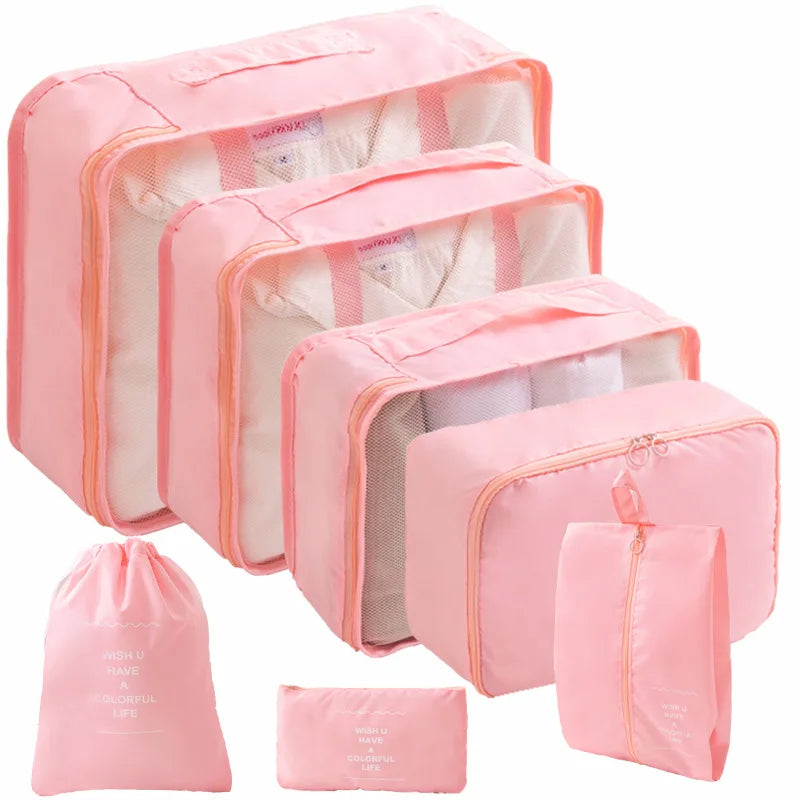 10/7-teiliges Set Reise-Organizer Aufbewahrungstaschen Koffer Packwürfel Tragbarer Kleiderschrank Gepäck Kleidung Schuhtasche Faltbar