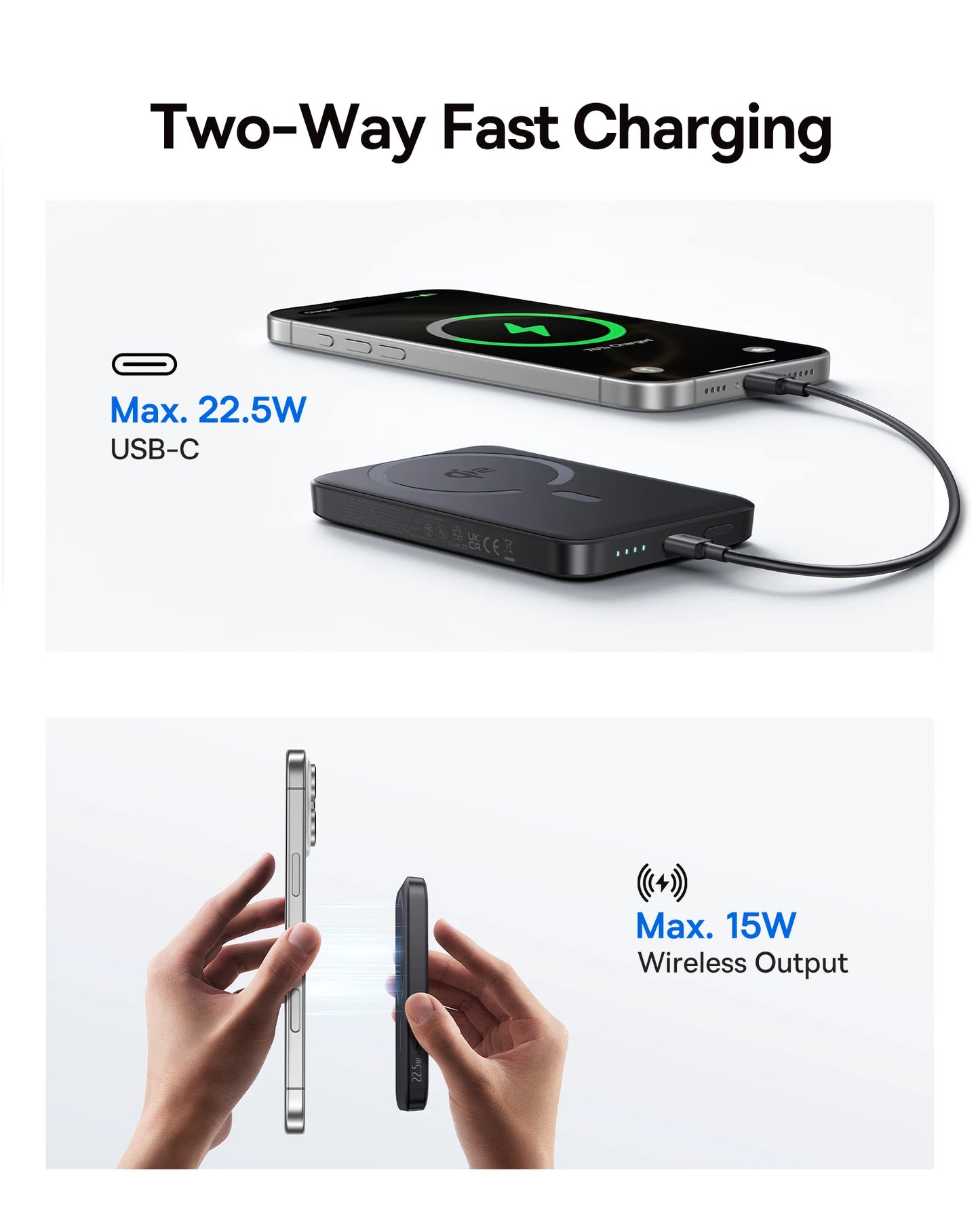 Baseus Qi2 Magnetic Power Bank 10000mah 15W Wireless Charging 22.5W Wired Charge Qi2-Certified for iPhone 16 15 14 13 12 Pro Max - Shoppiline