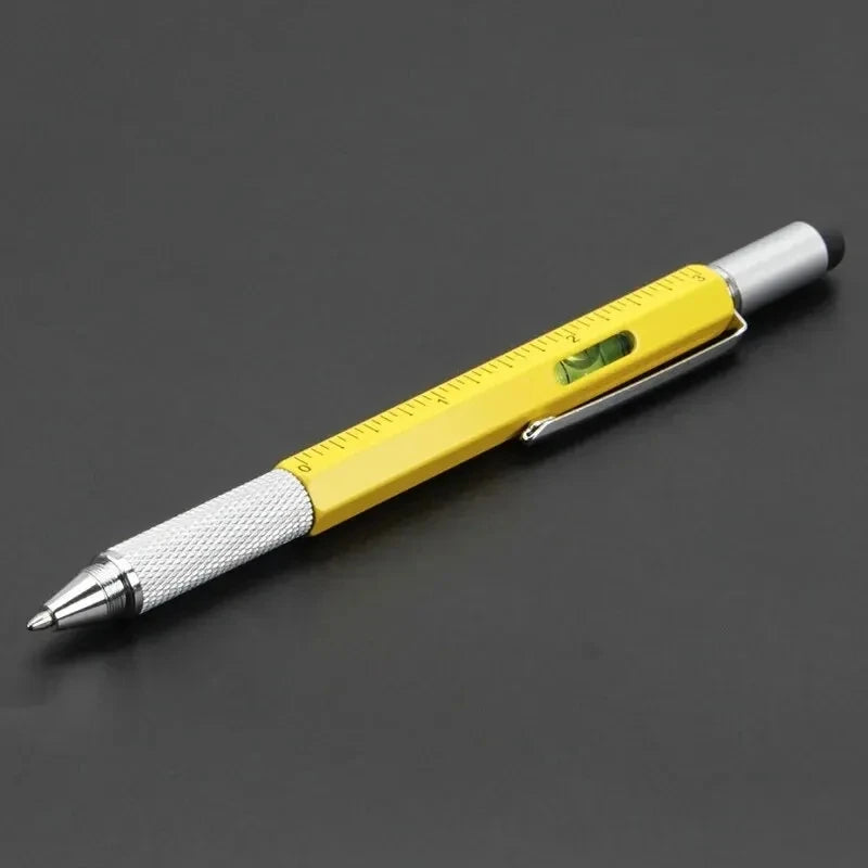 7 In1 Multifunction Ballpoint Pen with Modern Handheld Tool Measure Technical Ruler Screen Stylus Screwdriver Touch Spirit Level
