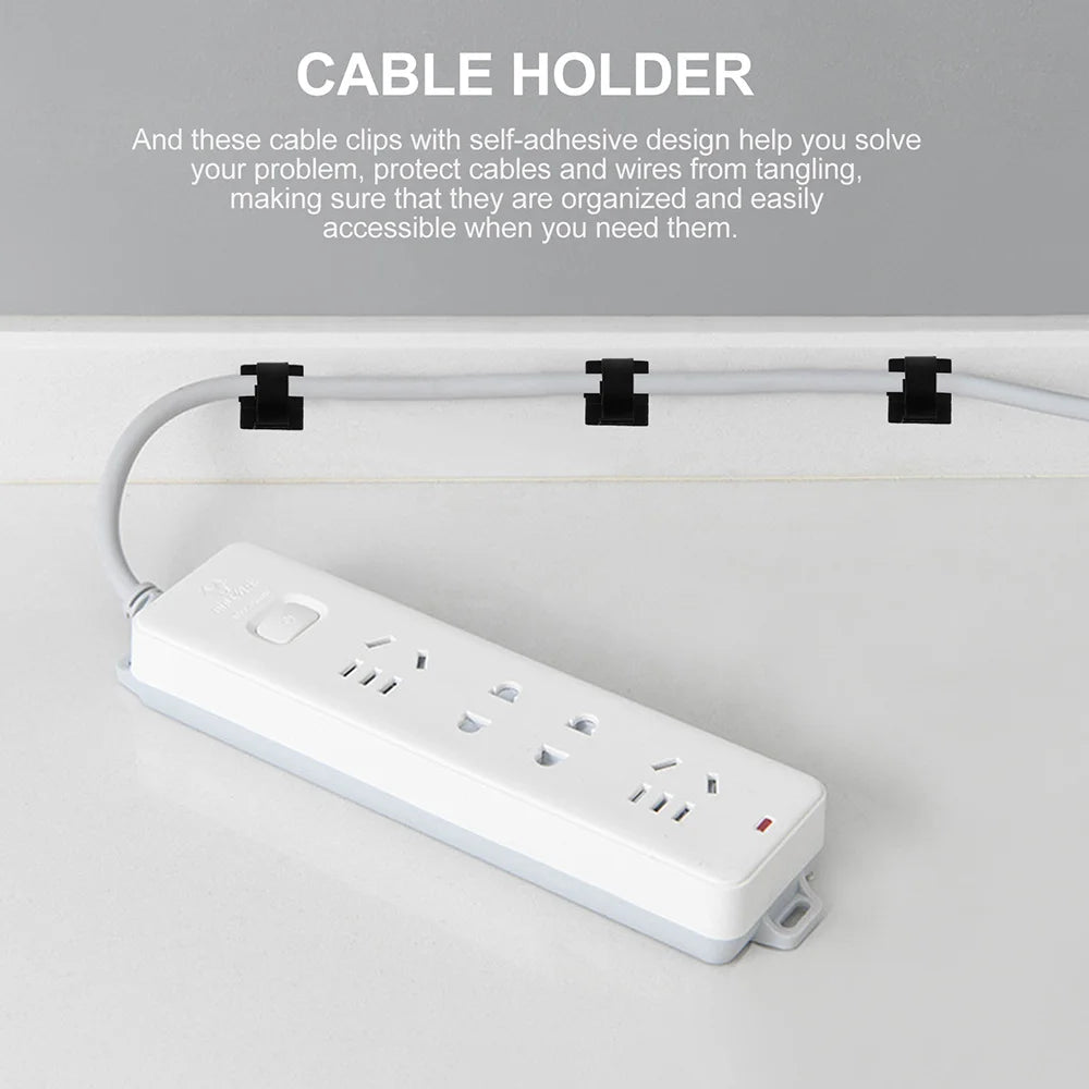 50PCS Clear Adhesive Cable Clips Outdoor Indoor Cable Management Wire Organizer Strong Stick Cord Holder for Under Desk Car