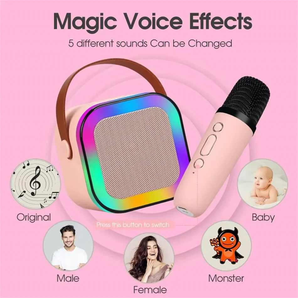 New Hot K12 Bluetooth Speaker Portable Home Cute Karaoke Mini Wireless Audio with Microphone K Song Family Singing Machine