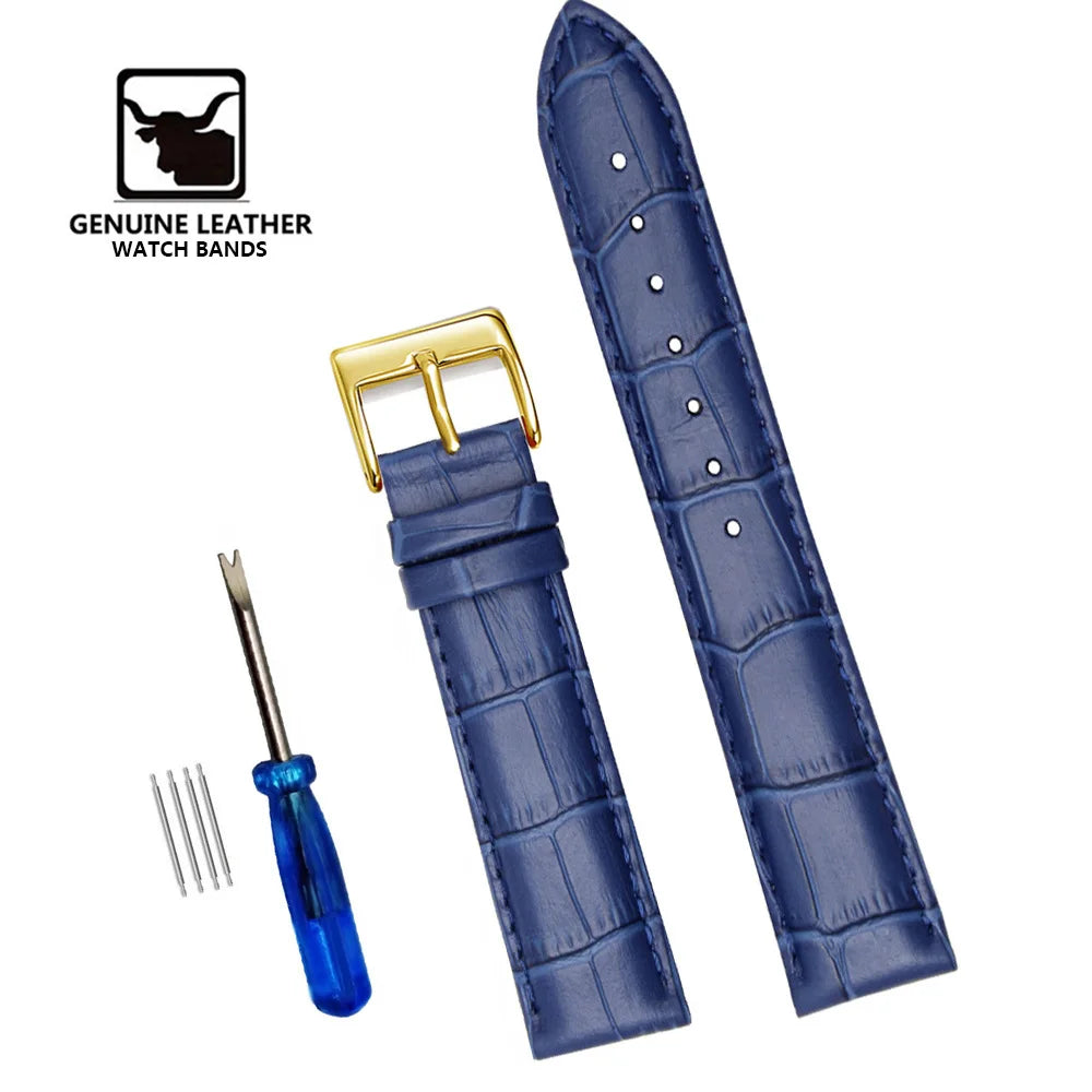 Premium Genuine Leather Watchbands 12/14/16/18/19/20/21/22/24 mm Watch Band Strap High Quality Wrist Belt Bracelet + Tool