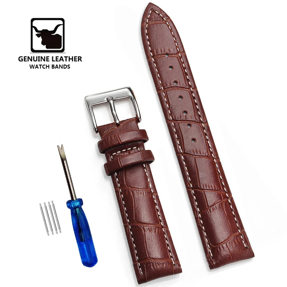 Premium Genuine Leather Watchbands 12/14/16/18/19/20/21/22/24 mm Watch Band Strap High Quality Wrist Belt Bracelet + Tool