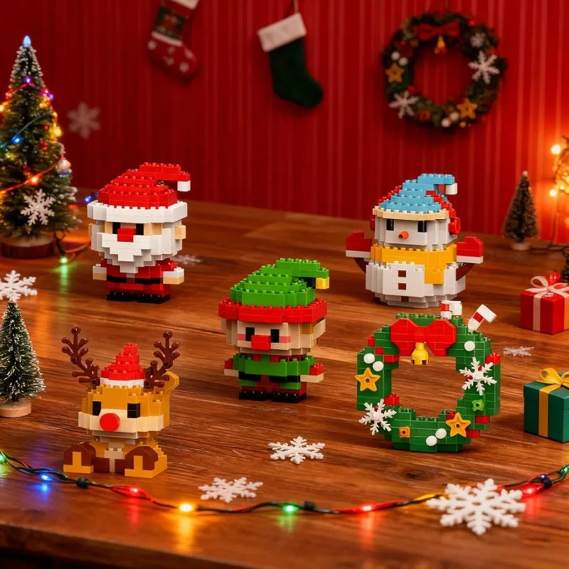 DIY Christmas Santa Claus Building Blocks Set Christmas Themed Brick Ornaments Mini Block Figures Christmas Birthday Gifts