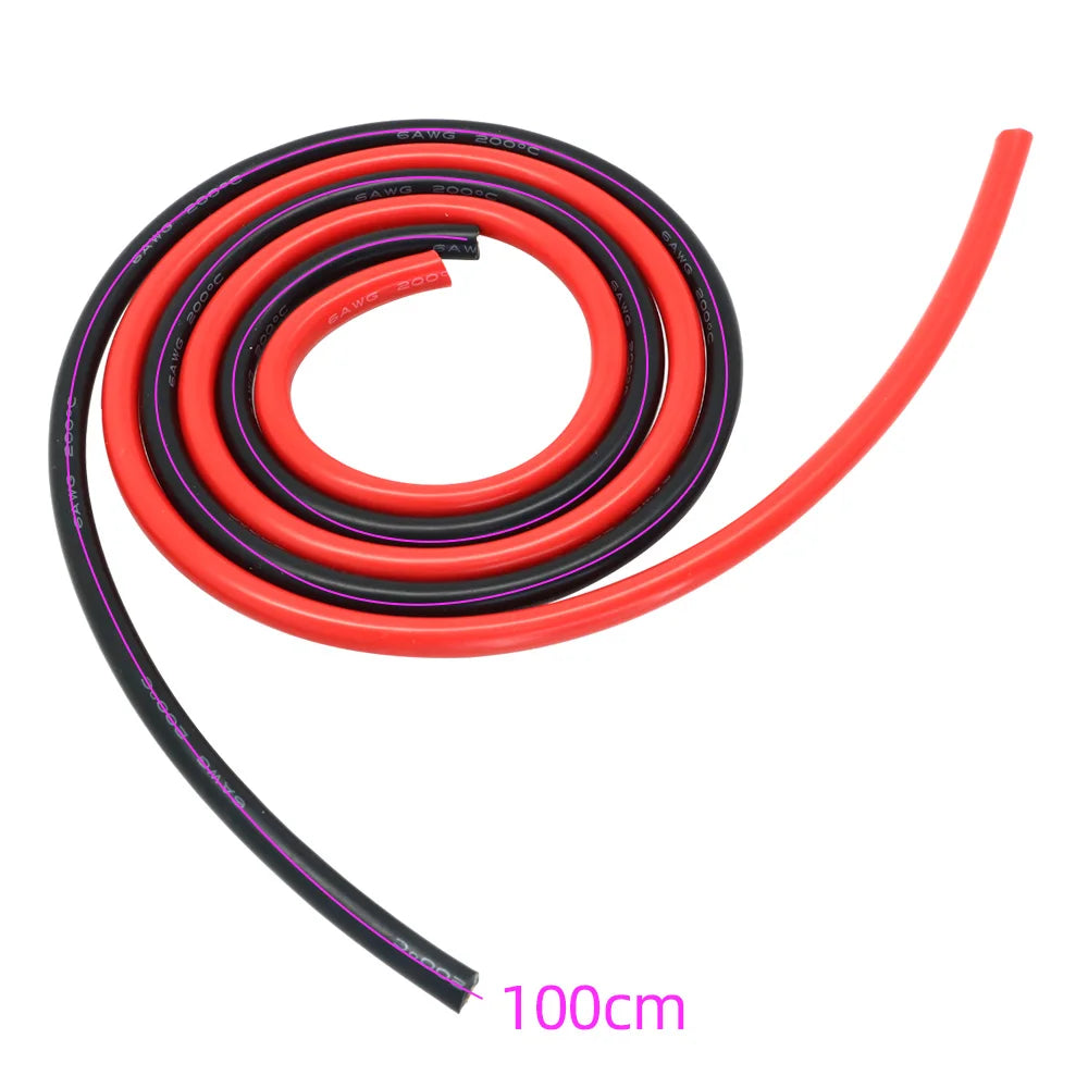 2 meter Silicon Wire 8 10 12 14 16 18 20 22AWG Heatproof Soft Silicone Silica Gel Wire Cable (1meter Red+1meter Black) )