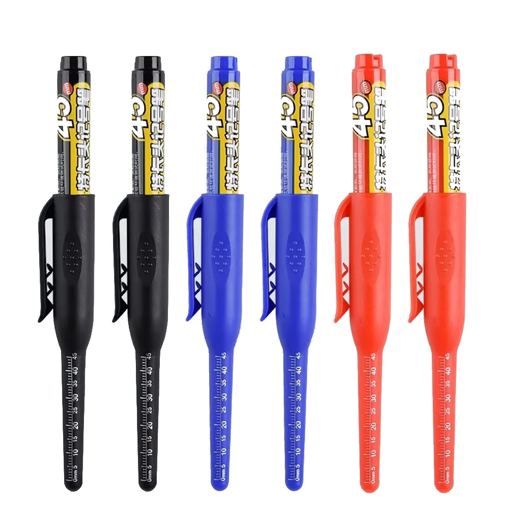 45mm Waterproof Long Head Nib Deep Hole Markers Pen Tile Carpenter Pen Multi-purpose for Woodworking Black/Blue/Red Ink