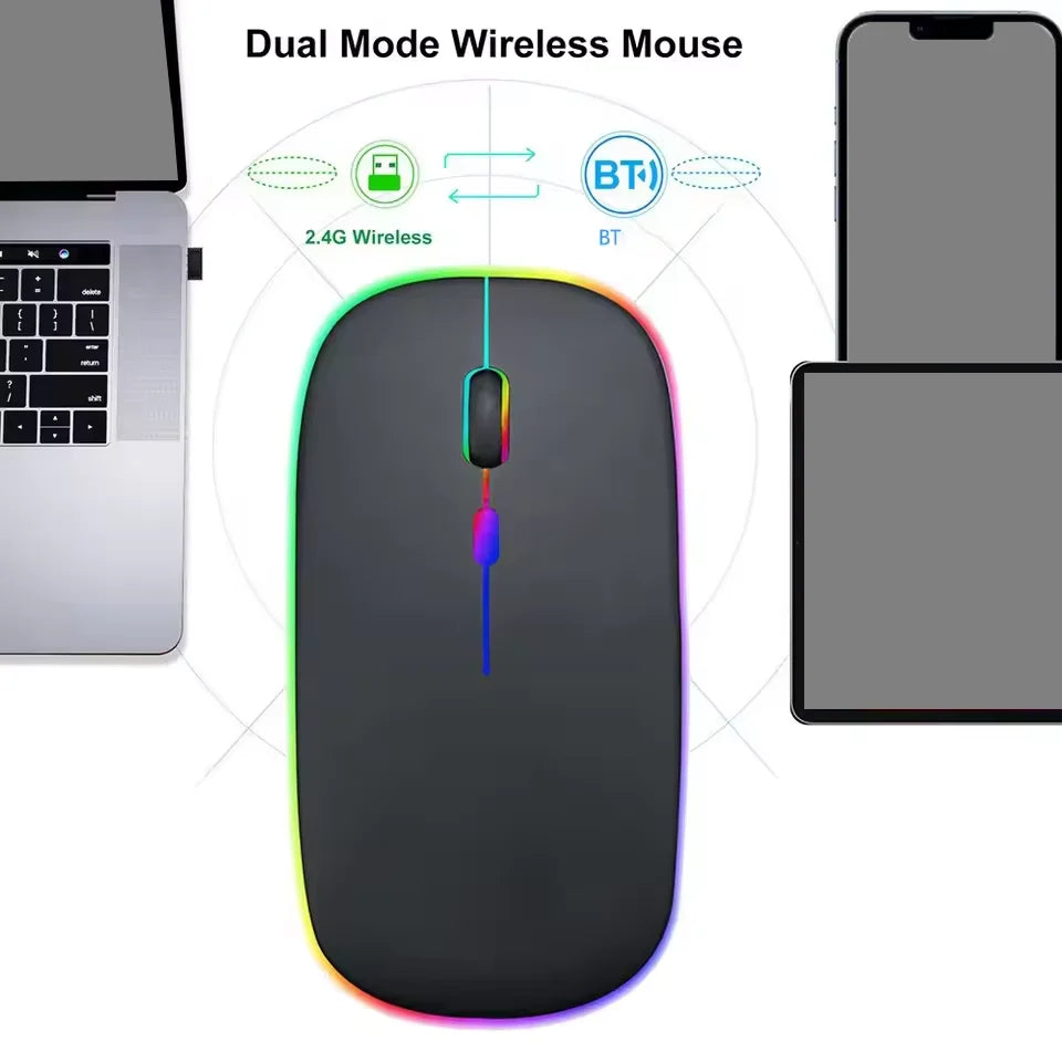 Wireless Mouse Rechargeable Dual Modes Bluetooth-combatible 2.4G USB Computer Mice For Laptop iPad Tablet Notebook Gaming Mouse