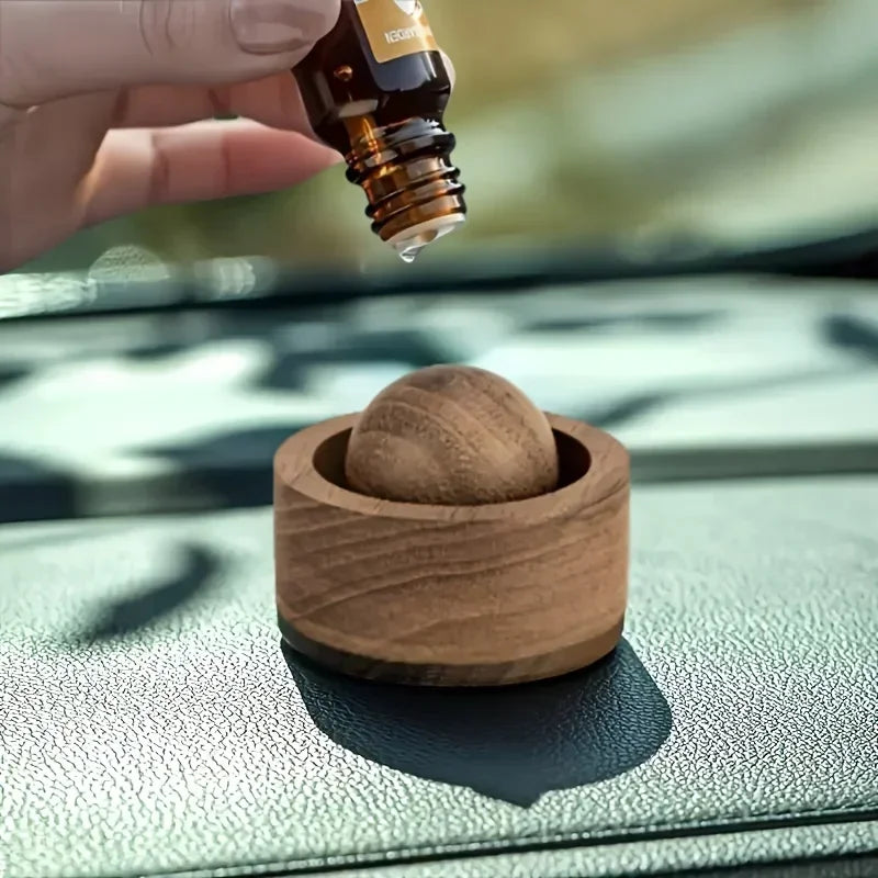 Car Wooden Essential Oil Diffusers-Spherical Design Natural Fragrance Dispersion Bedroom Decor Diffuser Car Home Room Fragrance