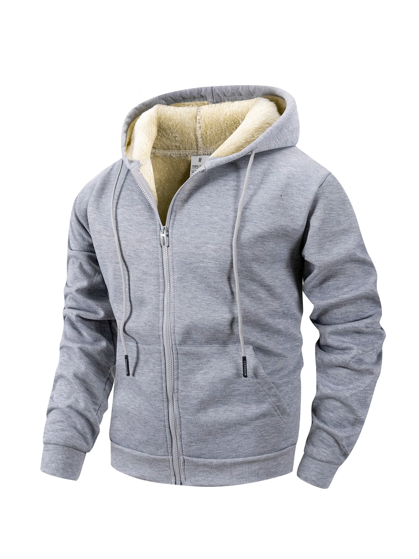 Herren Winter Reißverschlussjacke Fleece Warm Winddicht Kapuzenpullover Schwergewicht Strickjacke Lässig Sport Langarm Sweatshirts Kapuzenmantel