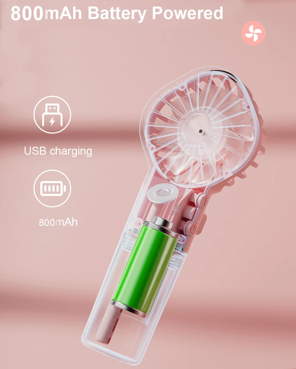 Portable Handheld Spray Fan Mini Humidifier Fan 4 Speeds Powerful Wind USB Rechargeable Water Spray Mist Fan Outdoor Small Fan
