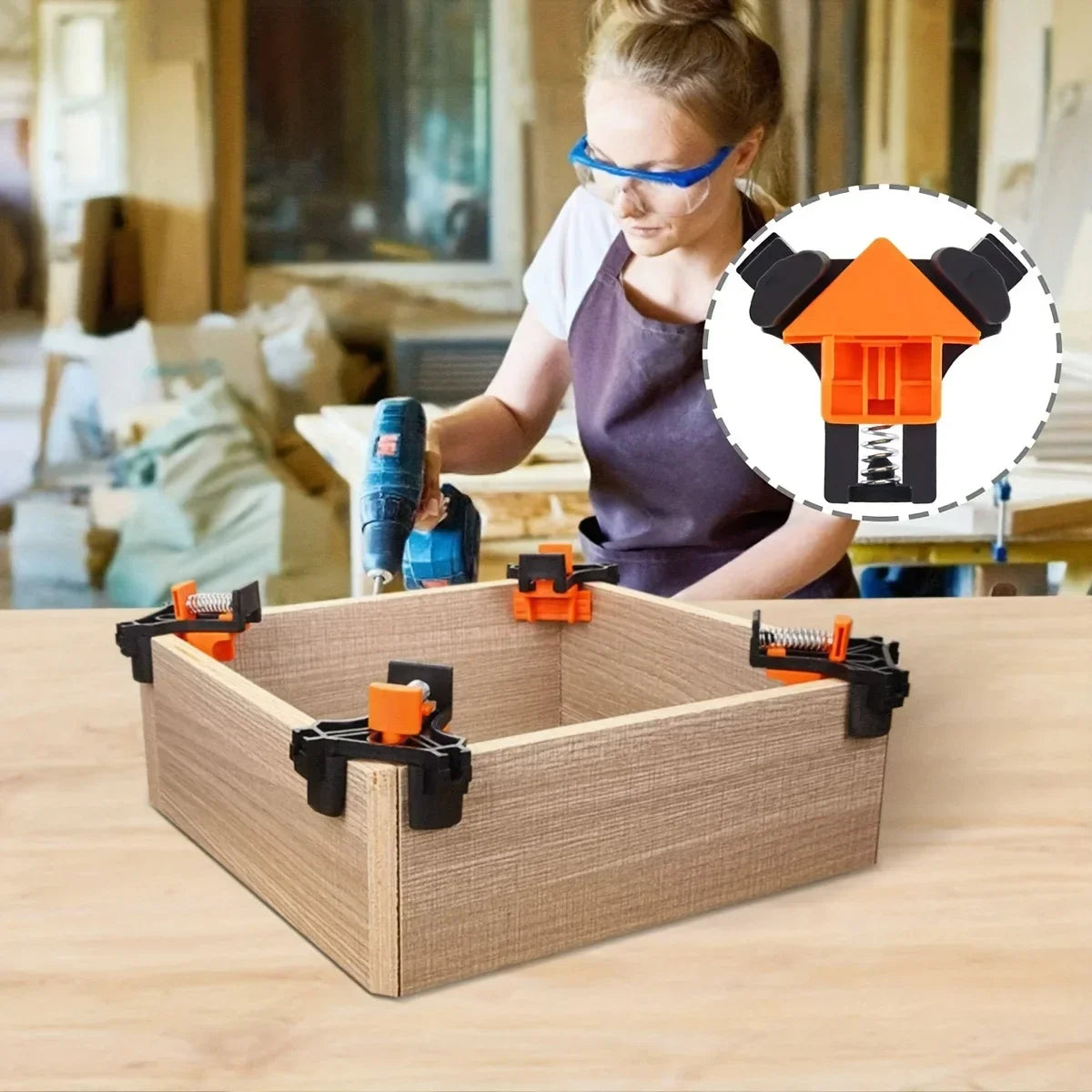 2pcs 90 Degree Corner Clamps For Woodworking, Fast Adjustable Quick Spring Loaded Woodworking Clamps,Cabinets,Photo Framing - Shoppiline