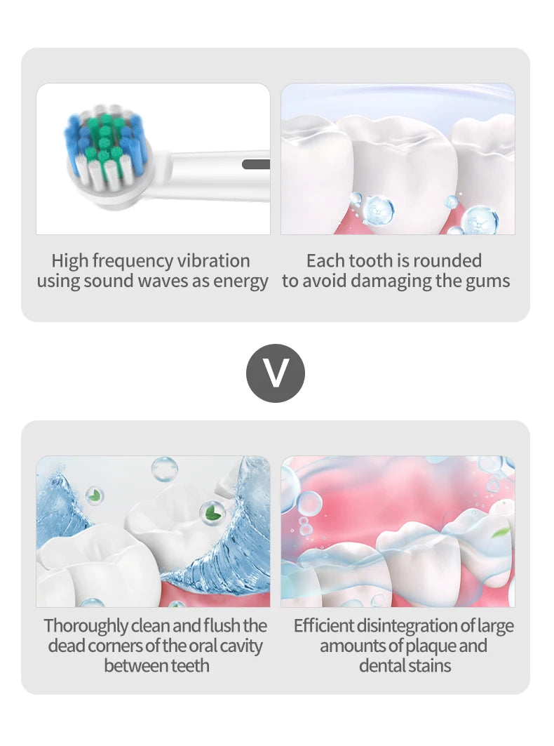 HOMEFISH Bestselling 5-Speed Rotating Electric Toothbrush 360° Rotating Soft Bristle Head Waterproof Sonic Rechargeable