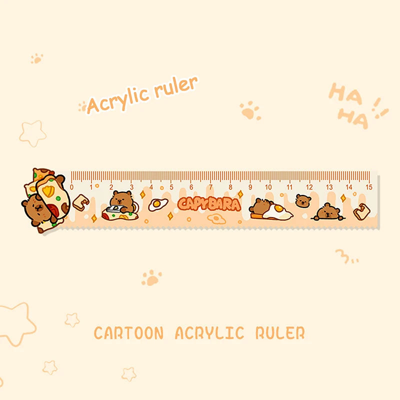 15cm Capybara Ruler Wavy Lines Drawing Tools Acrylic Cute Cartoon Straight Ruler Stationery School Office Supplies