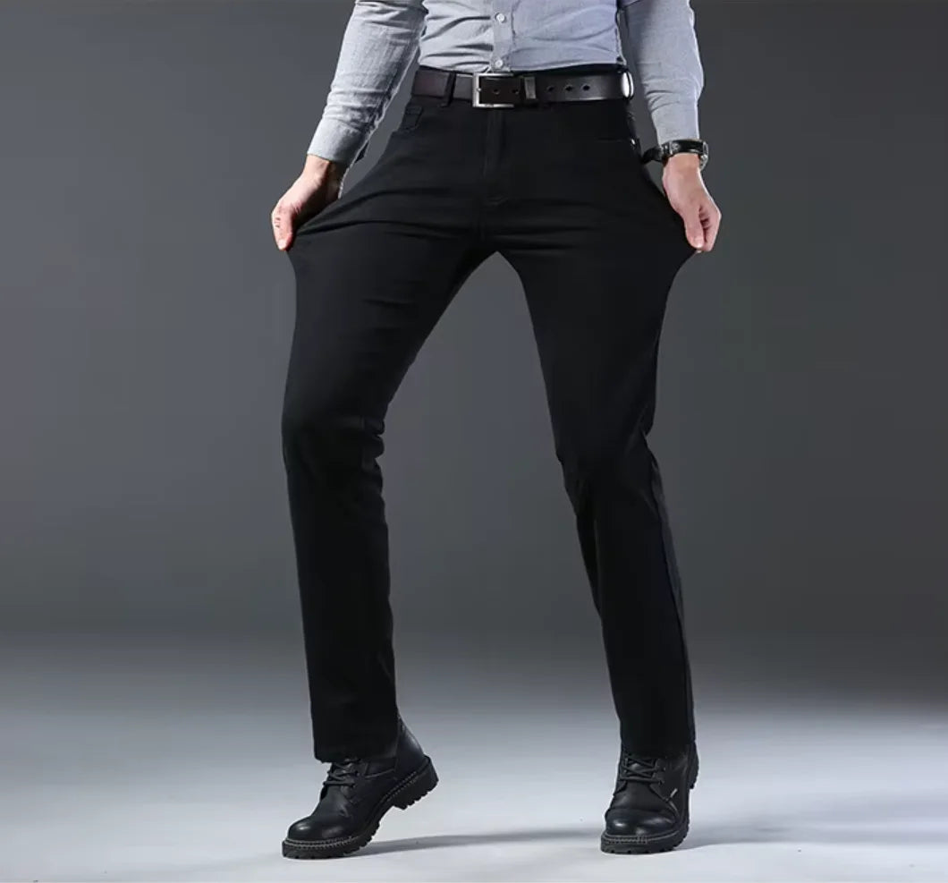 2026 New Style Business Men's Jeans Casual Straight Stretch Fashion Classic Blue Black Work Pant Denim Trousers Male Clothing