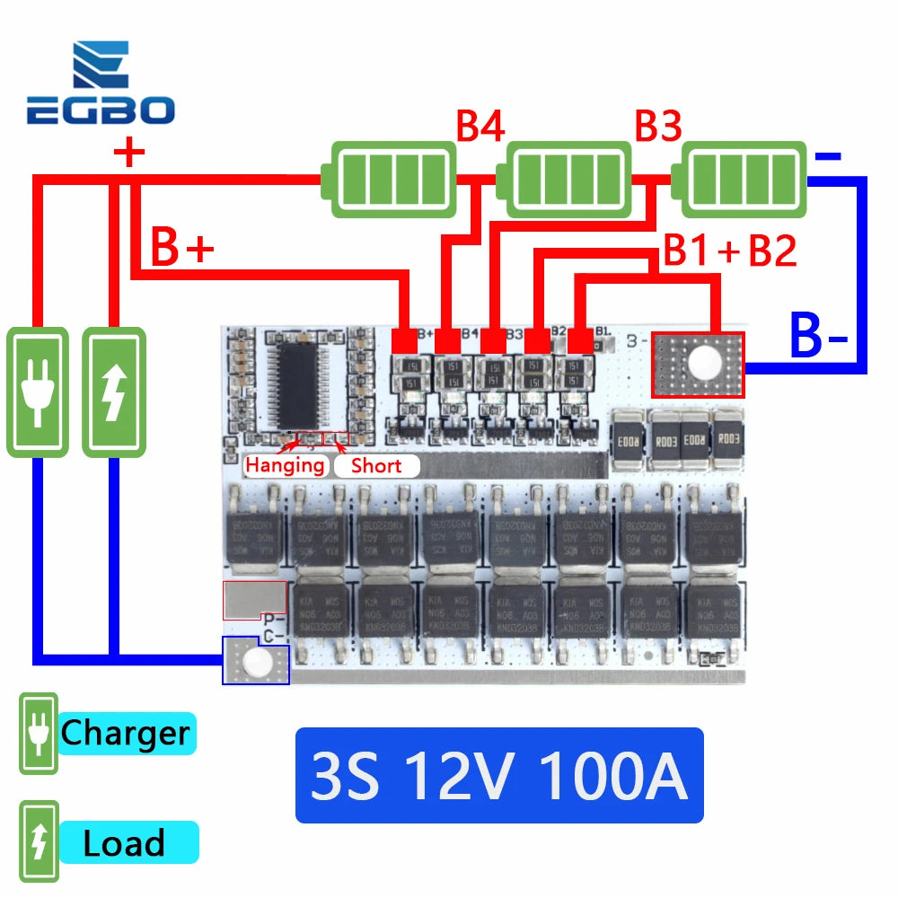 3S/4S/5S Bms 12.6V 16.8V 21V 3.7V 100A Li-ion Lmo Ternary Lithium Battery Protection Circuit Board Li-polymer Balance Charging