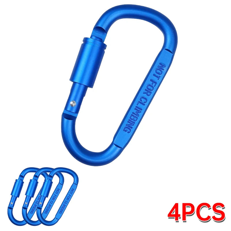 1-6PCS D-Shaped Carabiner Clips Heavy Duty Aluminum Alloy Quick Links for Backpack Keychain Outdoor Camping EDC Gear Accessories