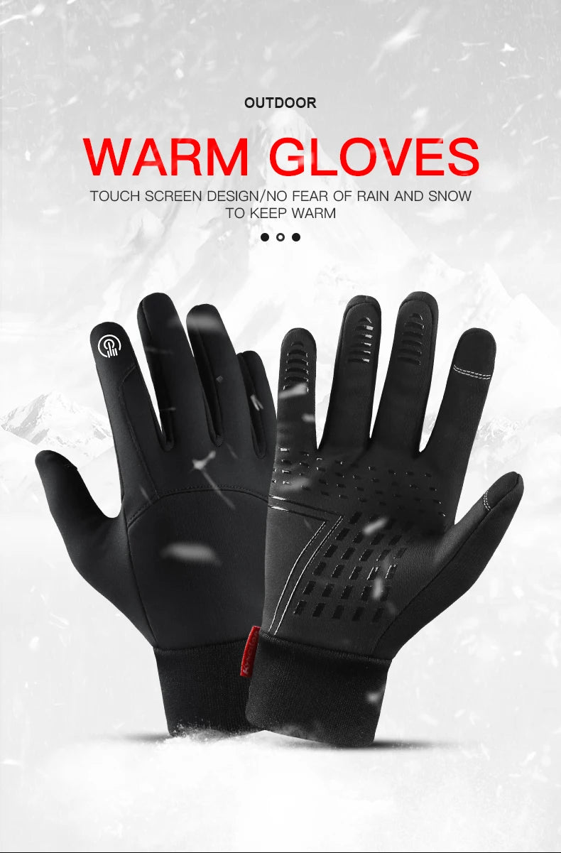 Outdoor Sports Autumn Winter Cycling Gloves Men Splash Proof Warm Windproof Touchscreen Anti-slip Motorbike Gloves Men Black