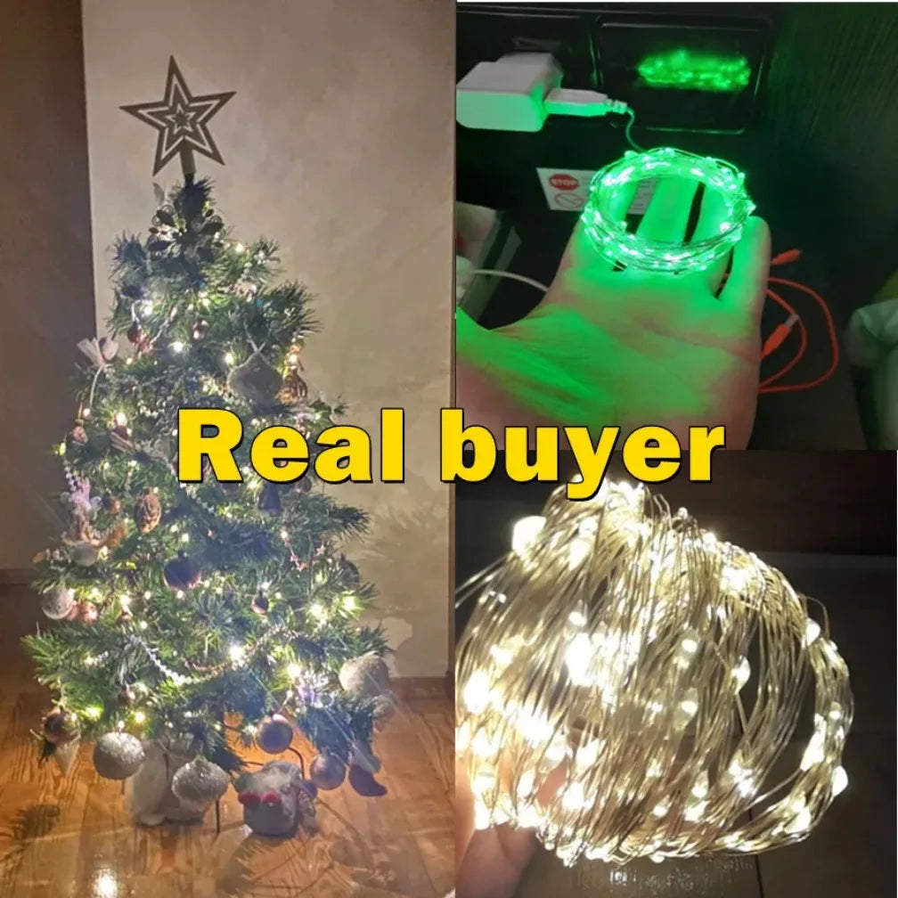 USB LED String Lights 5M Silver Wire Garland Light Waterproof Fairy Lights For Christmas Wedding Holiday Party Decoration