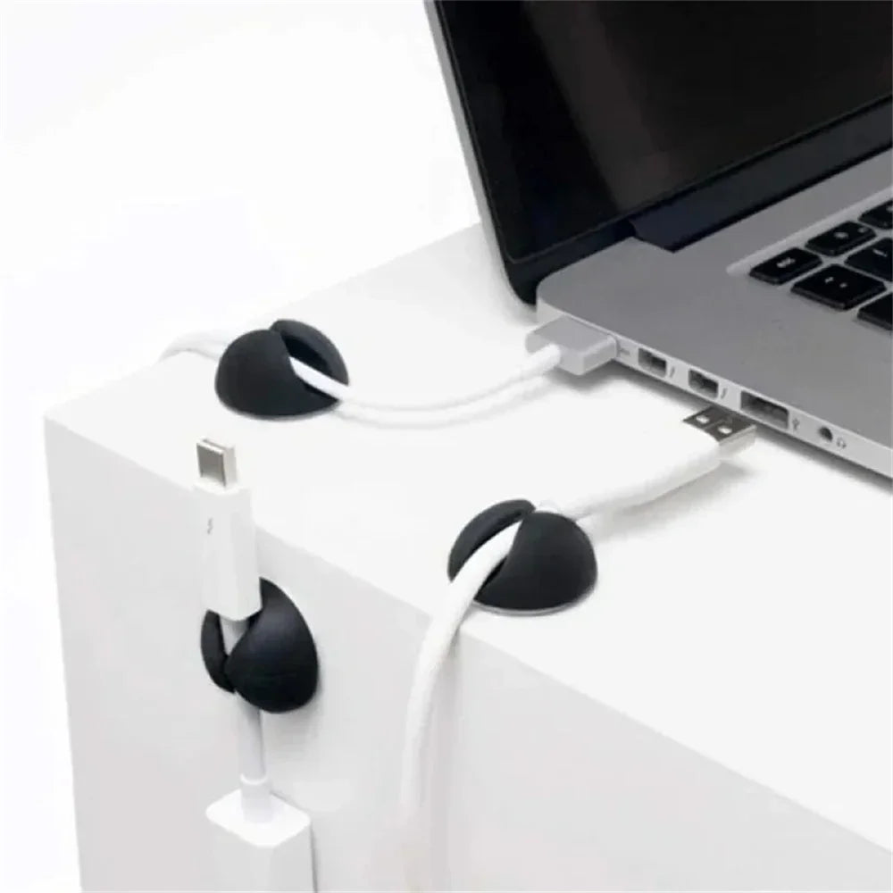 20Pcs Round Cord Clips Silicone Winder Organizer Cable Clip Desk Tidy Management Wire Holder for Car USB Charging Tablet Wires