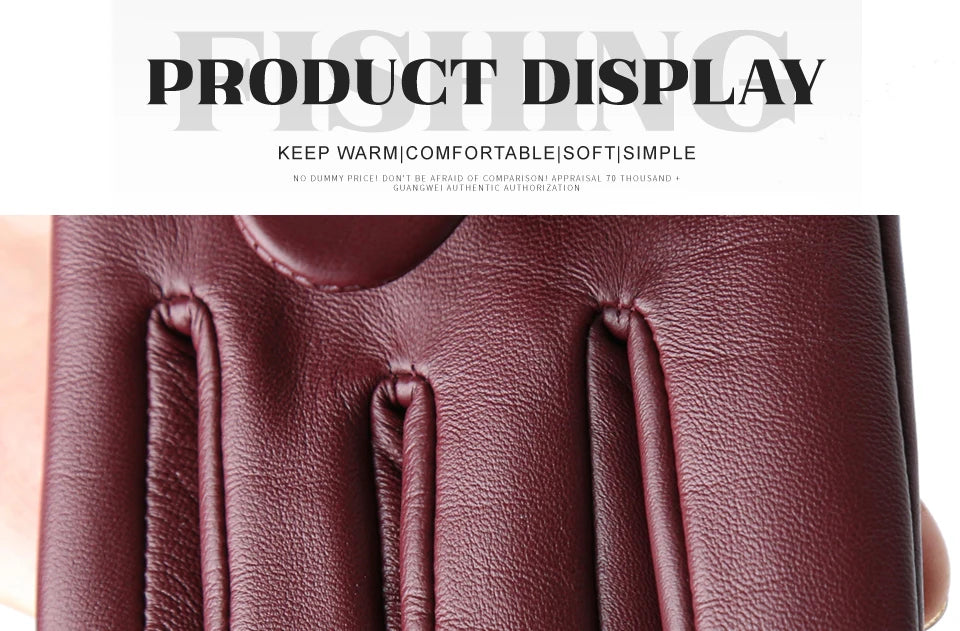 Women's sheepskin gloves winter warm plus velvet short thin touch screen driving color women's leather gloves good quality -2226