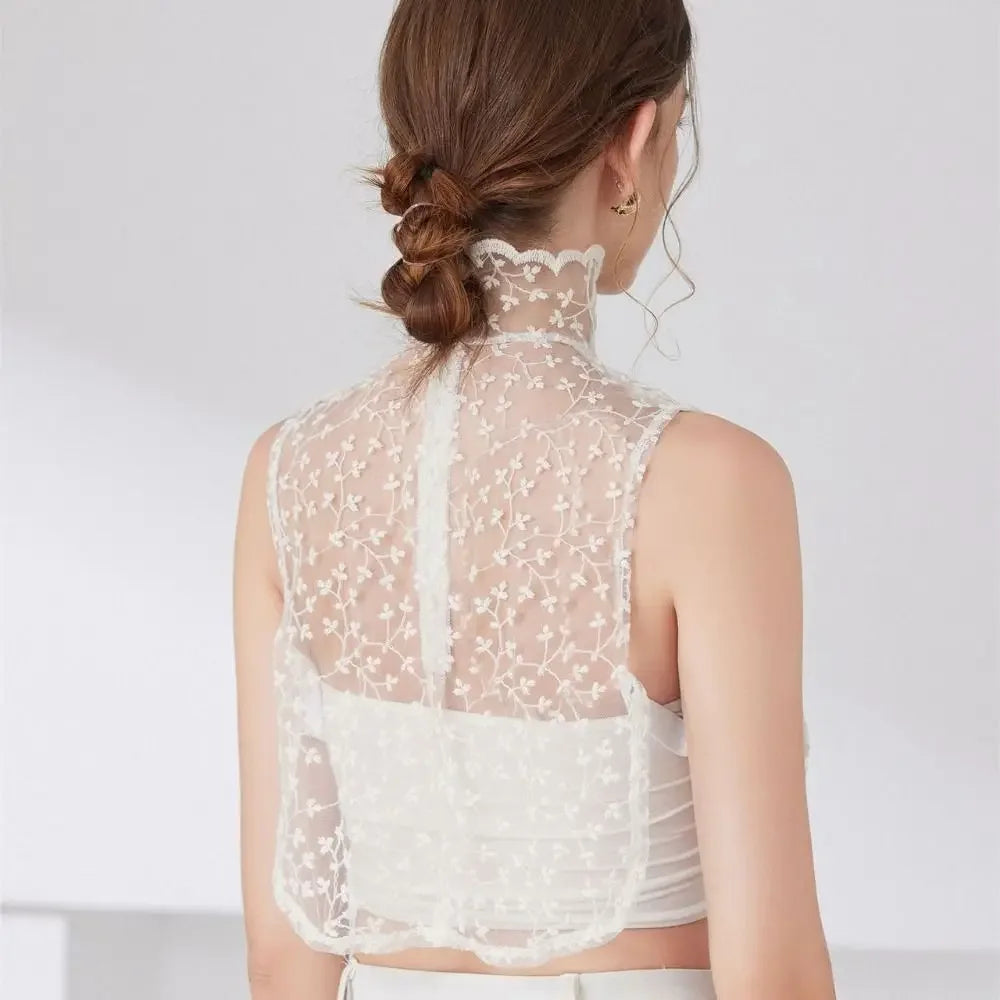 Beautiful Petal Fake Collar Black Lace False Blouse Detachable Lapel False Collar Sweater