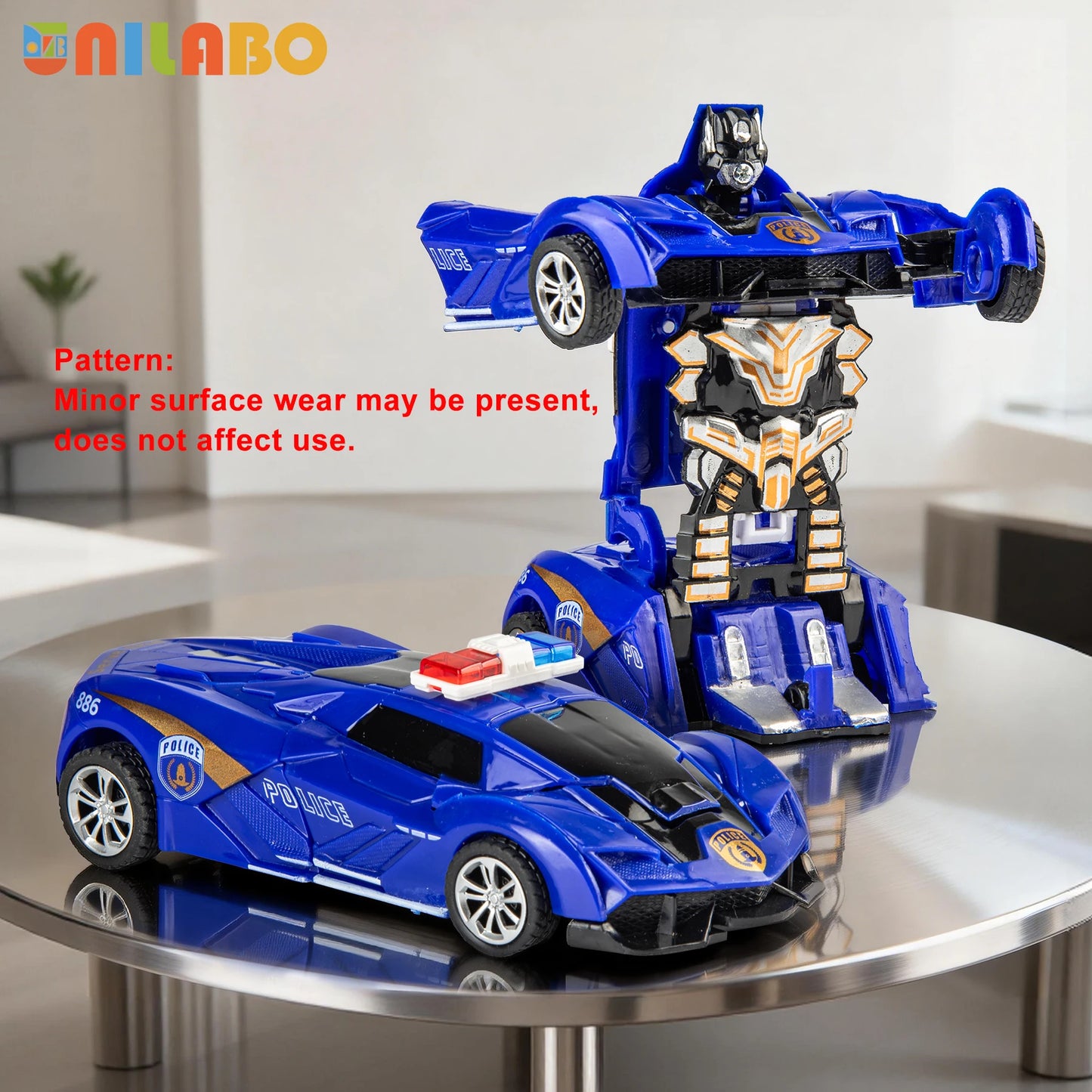 Transformable Robot Sports Car Toys, No Batteries, Educational Kids Gift, Colorful Model Vehicle for Play Learning