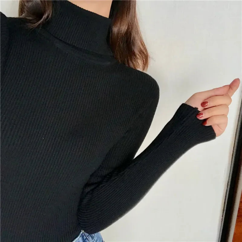 Women Turtleneck Sweater Knitted Soft Pullovers cashmere Jumpers Basic Solid Soft Sweaters Women Autumn Winter Casual Tops