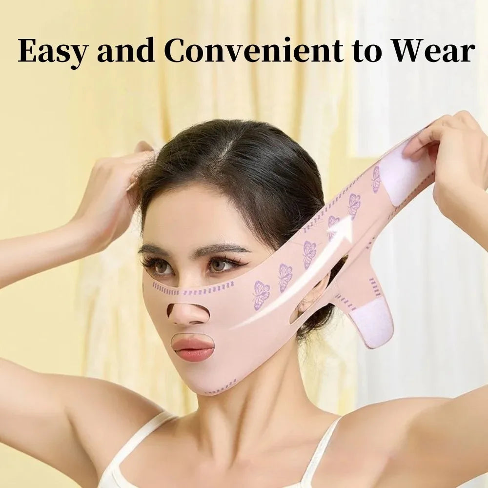 1 masque liftant réglable en V, bandage de remodelage du visage respirant et confortable réutilisable pour la réduction du double menton, le raffermissement, cadeau