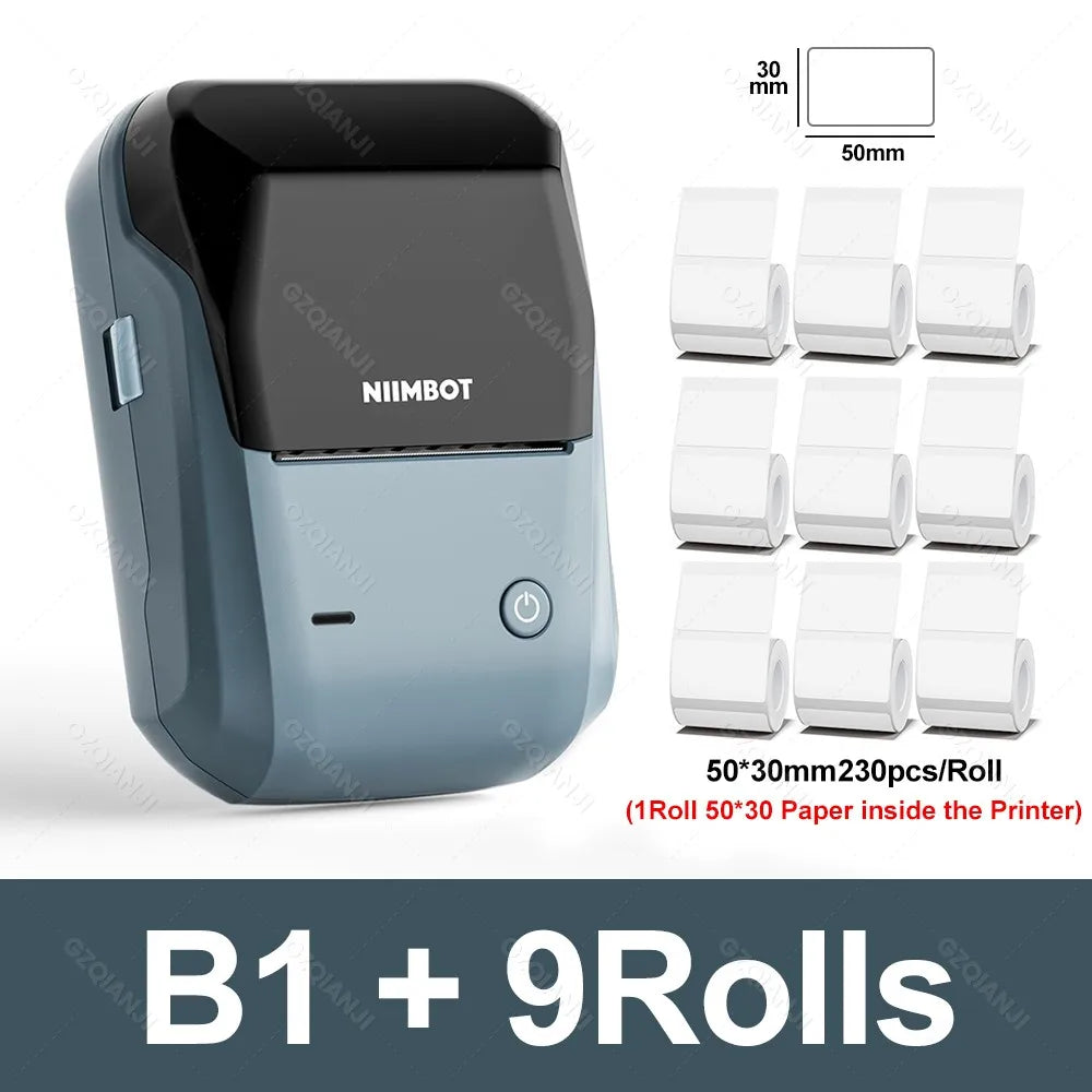 NIIMBOT B1 Portable Thermal Printer With Tapes 2 Inch Adhesive Label Machine Mini Bluetooth Sticker Maker Waterproof Labels Roll - Shoppiline