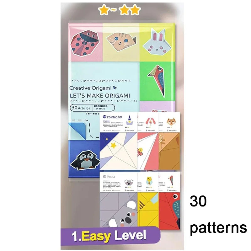 Origami Kit with 30/96 Sheets Paper & Guide Book, DIY Craft Art for Beginners kids，Multiple difficulty level challenges