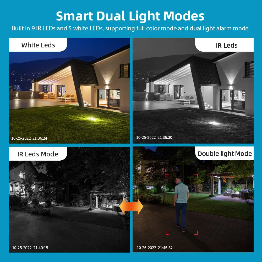 4K 8MP HD Wifi PTZ Camera Outdoor 4MP Dual Lens Dual Screen AI Auto Tracking IP Camera CCTV Audio Video Surveillance P2P iCSee - Shoppiline