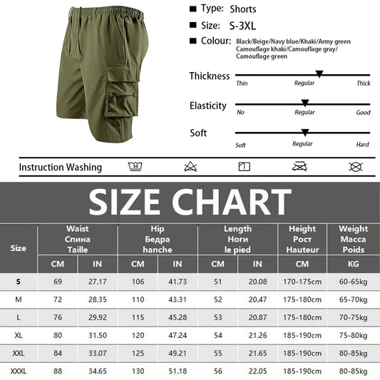 Men's Cargo Shorts Multi Pocket Casual Sports Summer Bermuda Shorts Loose Outdoor Travel Comfortable Durable Men Short Pants