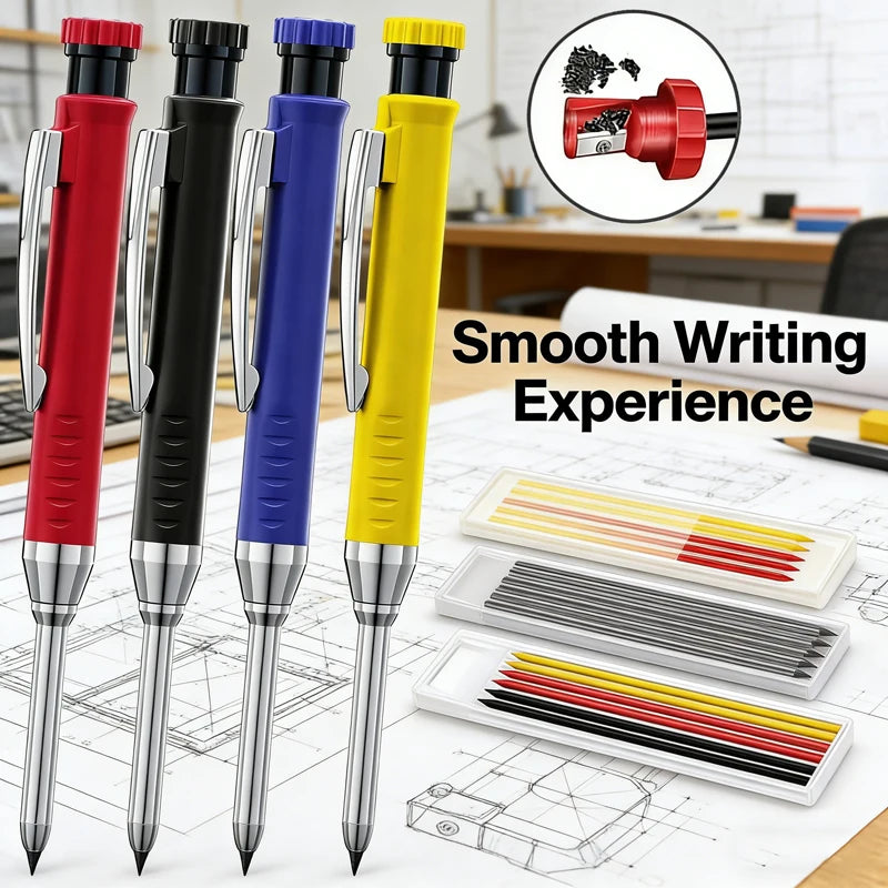 Woodworking Mechanical Pencil Set, Deep Hole Marking and Drawing, 2.8mm Reliable and Durable Lead, for Carpenters Engineering