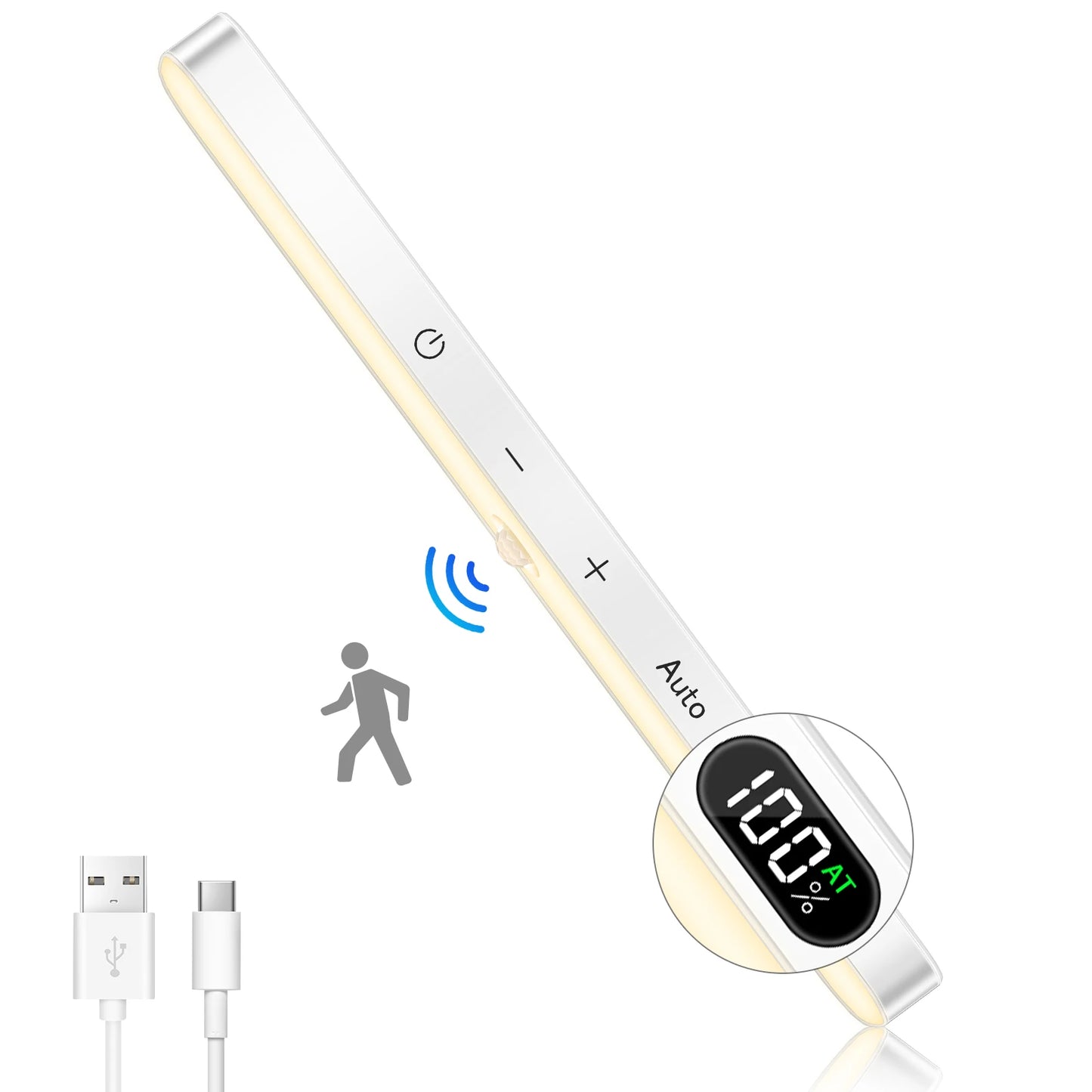 WILLED Under Cabinet Lights Rechargeable Battery Display 60 LED Touch Light Bar Motion Sensor Light Closet Light Night Lights - Shoppiline